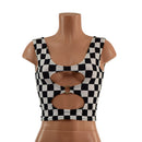 Cutout O - Ring Crop Tank in Black and White Checkered - Coquetry Clothing