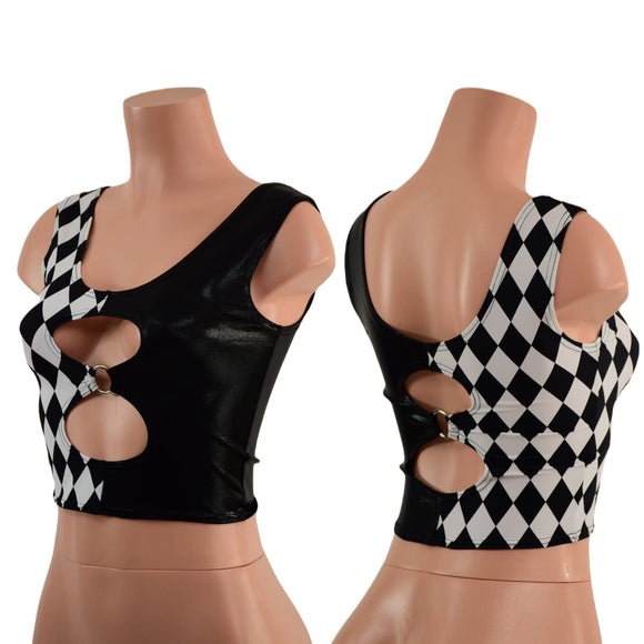 Cutout O - Ring Crop Tank with Color Split - Coquetry Clothing
