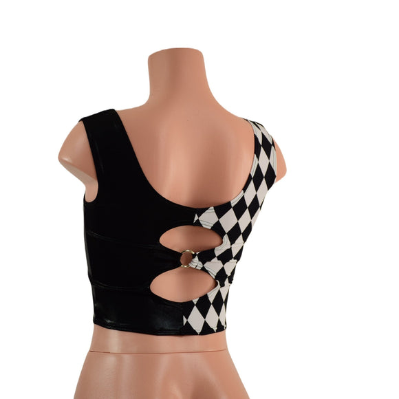 Cutout O - Ring Crop Tank with Color Split - Coquetry Clothing