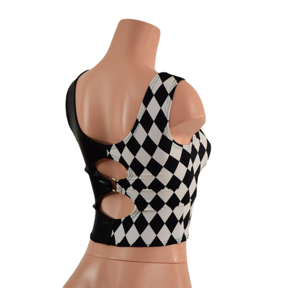 Cutout O - Ring Crop Tank with Color Split - Coquetry Clothing