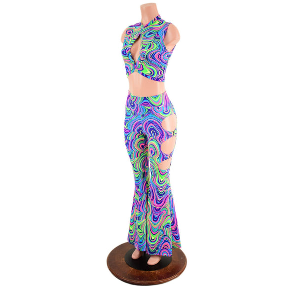 Cutout Solar Flares and Keyhole Top Set in Glow Worm - Coquetry Clothing