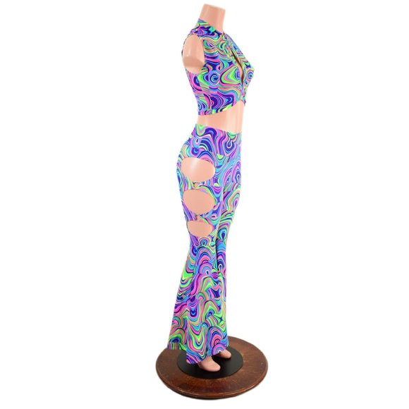 Cutout Solar Flares and Keyhole Top Set in Glow Worm - Coquetry Clothing
