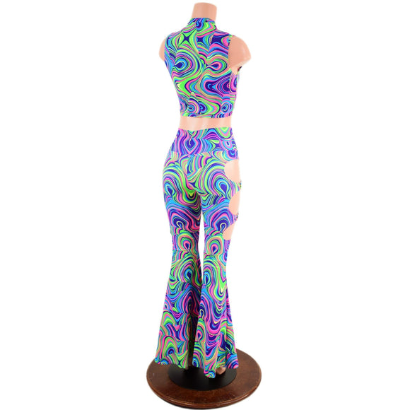 Cutout Solar Flares and Keyhole Top Set in Glow Worm - Coquetry Clothing