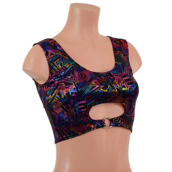 Cyberspace High Or Low Reversible Cutout Oring Mini Crop - Coquetry Clothing