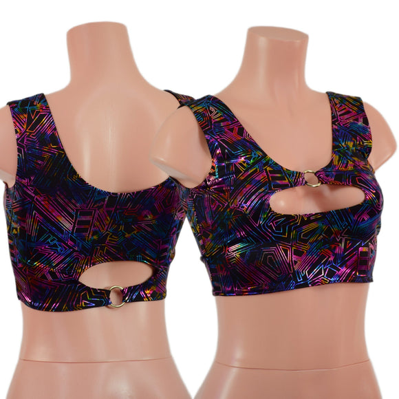 Cyberspace High Or Low Reversible Cutout Oring Mini Crop - Coquetry Clothing
