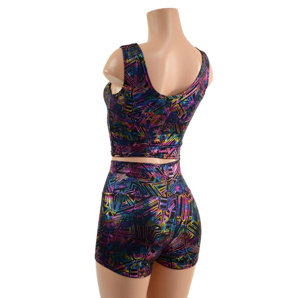 Cyberspace High Waist Shorts OR Top READY to SHIP - Coquetry Clothing