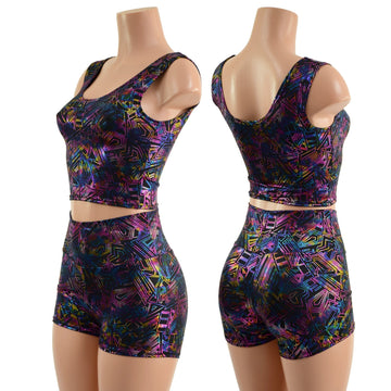 Cyberspace High Waist Shorts OR Top READY to SHIP - Coquetry Clothing