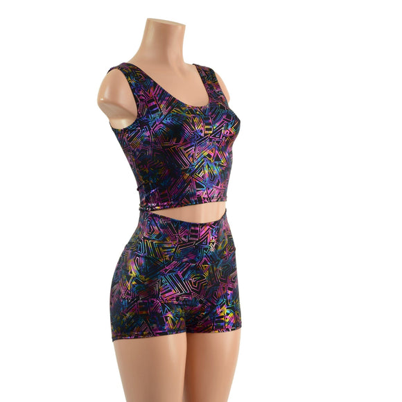 Cyberspace High Waist Shorts OR Top READY to SHIP - Coquetry Clothing