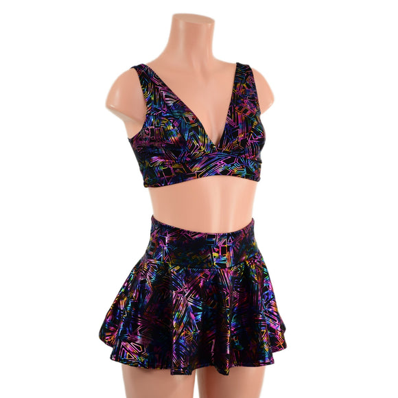 Cyberspace Rave Skirt & Starlette Bralette Set - Coquetry Clothing