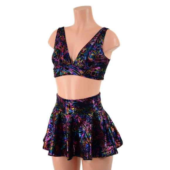 Cyberspace Rave Skirt & Starlette Bralette Set - Coquetry Clothing