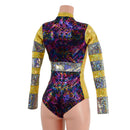 CyberSpace Silver and Gold Shattered Glass V Front Stella Romper - Coquetry Clothing