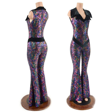 Cyberspace Solar Flare V Front Catsuit with Showtime Collar - Coquetry Clothing