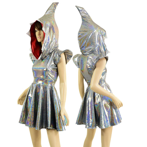 Silver Holographic Sexy Shark Skater Dress Coquetry Clothing 