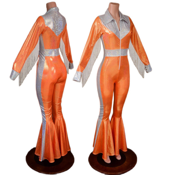 Rodeo Catsuit with Side Panels, Waistband, Fringe, Snap Cuffs and Yoke Collar - 5