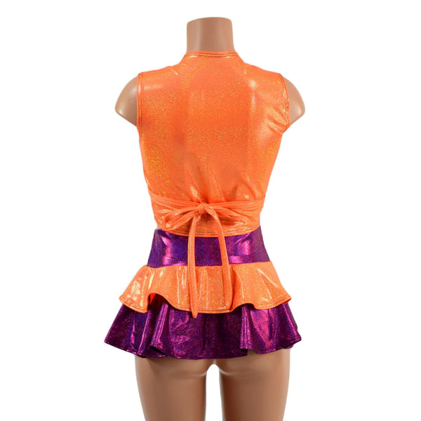 Ultra Mini Open Front Skirt and Wrap And Tie Skirt Set - 4