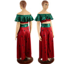 Watermelon Seeds 2PC Set with Wide Leg Pants and Off Shoulder Top - Coquetry Clothing