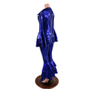 Dancing Queen Multi Tiered Bell Bottom Catsuit in Blue Sparkly Jewel - Coquetry Clothing