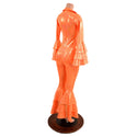 Dancing Queen Multi Tiered Bell Bottom Catsuit in Neon Orange Sparkly Jewel - 5