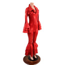 Dancing Queen Multi Tiered Bell Bottom Catsuit in Red Sparkly Jewel - Coquetry Clothing