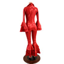 Dancing Queen Multi Tiered Bell Bottom Catsuit in Red Sparkly Jewel - Coquetry Clothing