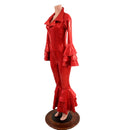 Dancing Queen Multi Tiered Bell Bottom Catsuit in Red Sparkly Jewel - Coquetry Clothing