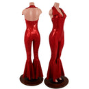 Dazzling Bell Bottom Catsuit with Showtime Collar and Backless Neckline - Coquetry Clothing