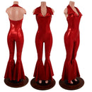 Dazzling Bell Bottom Catsuit with Showtime Collar and Backless Neckline - Coquetry Clothing