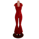 Dazzling Bell Bottom Catsuit with Showtime Collar and Backless Neckline - Coquetry Clothing