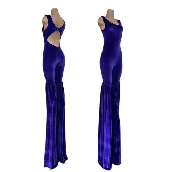 Purple Velvet Twist Back Stilting Costume