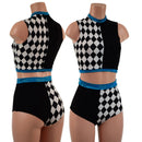 Diamond, Black Mystique, and Peacock Crop and Siren Shorts Set - Coquetry Clothing