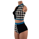 Diamond, Black Mystique, and Peacock Crop and Siren Shorts Set - Coquetry Clothing