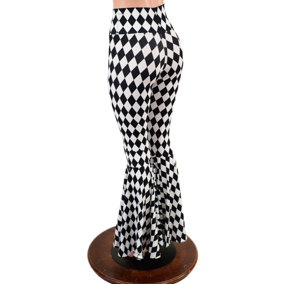 Diamond Print High Waist Bell Bottom Flares - Coquetry Clothing