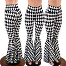 Diamond Print High Waist Bell Bottom Flares - Coquetry Clothing