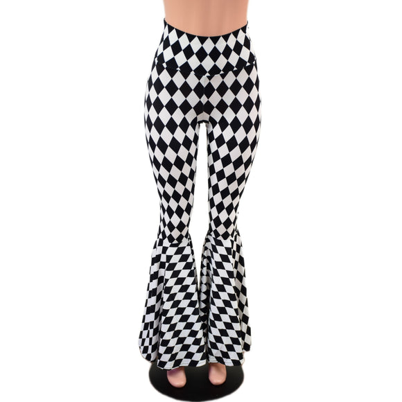 Diamond Print High Waist Bell Bottom Flares - Coquetry Clothing