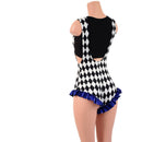 Diamond Print Suspender Romper with Blue Sparkly Jewel Leg Ruffles (Top Sold Separately) - Coquetry Clothing