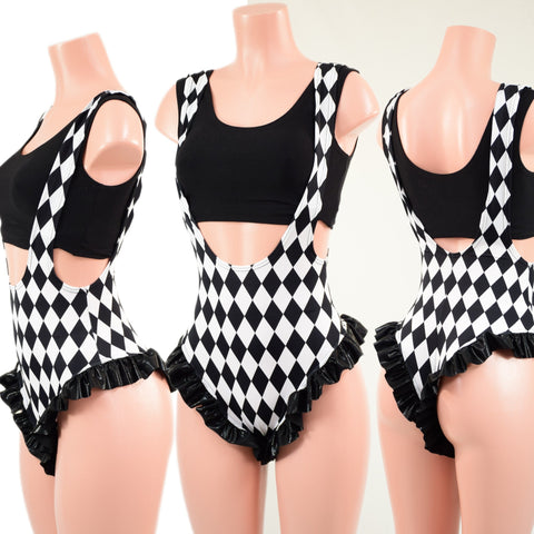 Diamond Print Suspender Romper with Brazilian Cut Leg (Top Sold Separately) - Coquetry Clothing