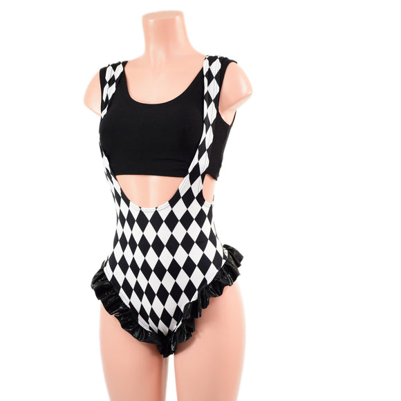 Diamond Print Suspender Romper with Brazilian Cut Leg (Top Sold Separately) - Coquetry Clothing