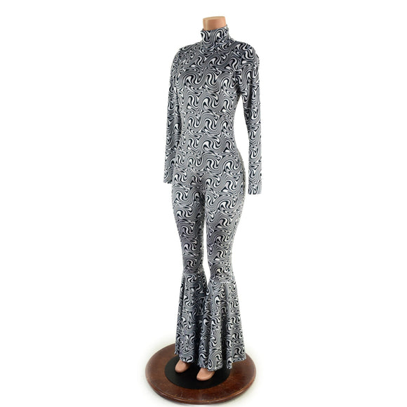 Distortion Velvet Bell Bottom Catsuit - Coquetry Clothing