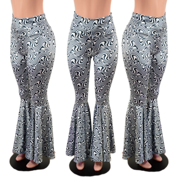 Distortion Velvet High Waist Bell Bottom Flares - Coquetry Clothing