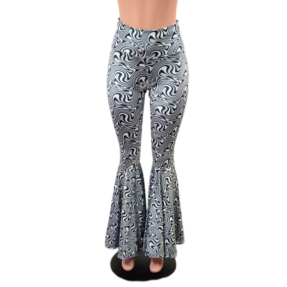 Distortion Velvet High Waist Bell Bottom Flares - Coquetry Clothing