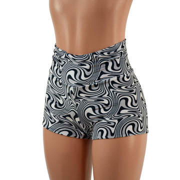 Distortion Velvet High Waist Shorts - Coquetry Clothing