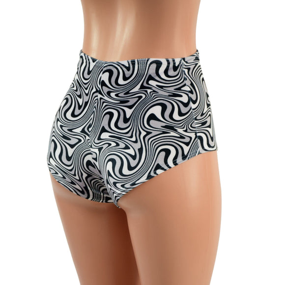 Distortion Velvet High Waist Siren Shorts - Coquetry Clothing