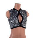 Distortion Velvet Keyhole Top with Black Spandex Trim - Coquetry Clothing