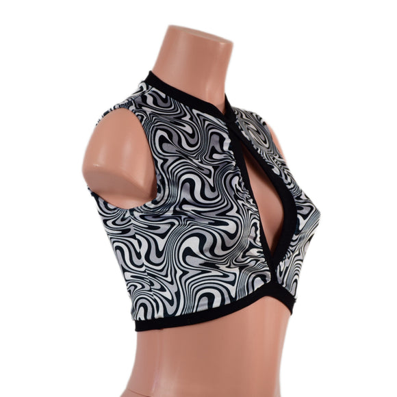 Distortion Velvet Keyhole Top with Black Spandex Trim - Coquetry Clothing