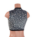 Distortion Velvet Keyhole Top with Black Spandex Trim - Coquetry Clothing