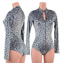 Distortion Velvet Stella Romper with Long Sleeves & Siren Cut Leg - Coquetry Clothing
