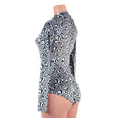 Distortion Velvet Stella Romper with Long Sleeves & Siren Cut Leg - Coquetry Clothing