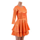 Double Ruffle Skater Dress with 3/4 Sleeves and Crew Neck - Coquetry Clothing
