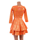 Double Ruffle Skater Dress with 3/4 Sleeves and Crew Neck - Coquetry Clothing