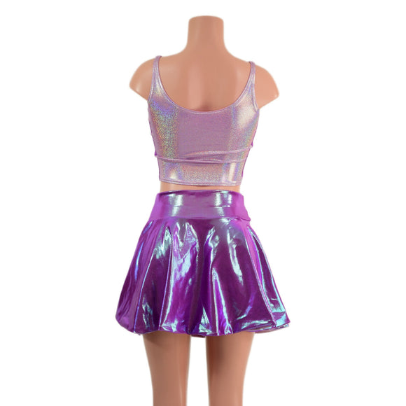 Double Slit Flip Skirt and Laceup Crop Tank Set - Coquetry Clothing